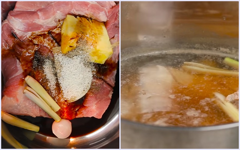 luộc thịt làm bánh tráng cuốn thịt heo