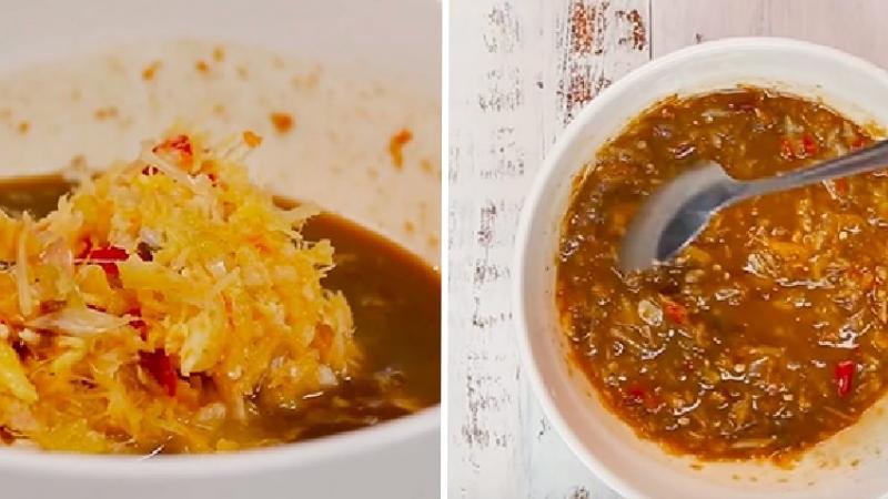 pha chế nước mắm làm bánh tráng cuốn thịt heo