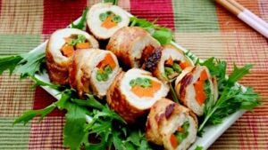 gà cuộn rau củ nướng chao