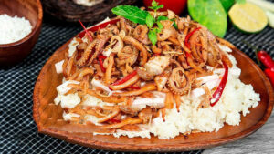 xôi mực rim sa tế